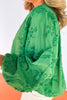 Green Embroidered Detail Button Down Top