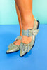 Olive Patent Grommet Slingback Flats
