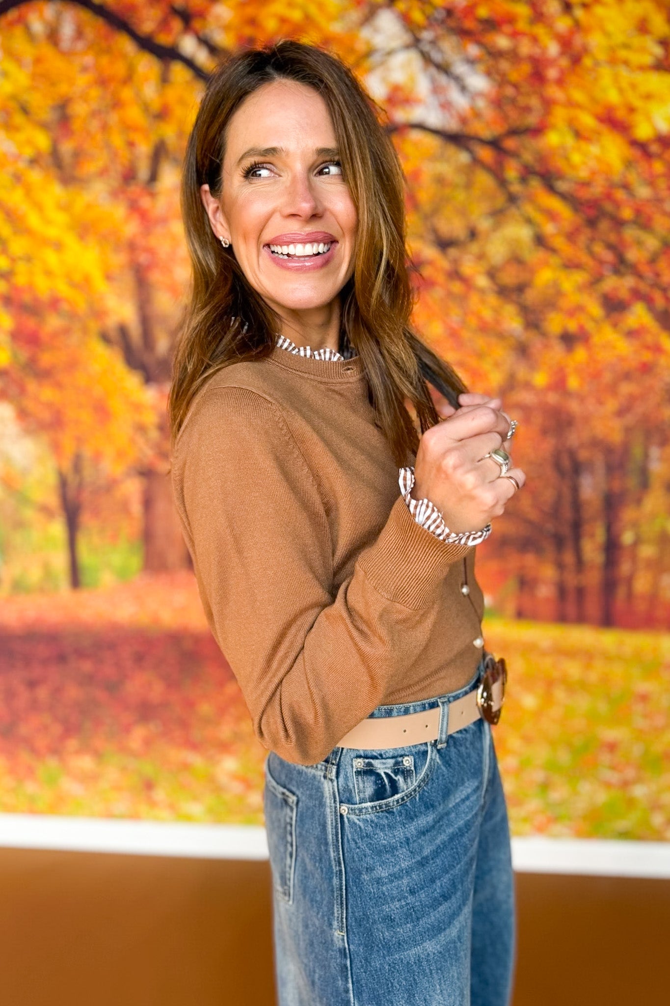 SSYS Gentry Layered Cardigan In Brown