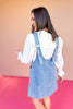 Denim Back Buckle Front Pocket Overall Dress