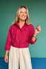 SSYS Juliette Maroon Poplin Long Sleeve Button Down Top