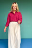 SSYS Juliette Maroon Poplin Long Sleeve Button Down Top