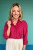 SSYS Juliette Maroon Poplin Long Sleeve Button Down Top