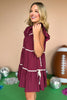  Burgundy Collared Double Ruffle Sleeve Tie Side Detail Button Down Dress, must have dress, must have style, gameday style, brunch style, fall fashion, elevated style, elevated style, mom style, shop style your senses by mallory fitzsimmons, ssys by mallory fitzsimmons