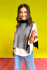 THML Grey High Neck Colorblock Poncho Top