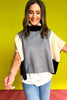 THML Grey High Neck Colorblock Poncho Top