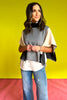 THML Grey High Neck Colorblock Poncho Top