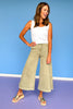 Light Olive High Rise Cropped Wide Leg Jeans *FINAL SALE*