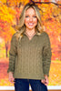 SSYS Bren Cable Knit Collared Sweater In Light Olive