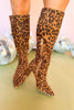 Brown Animal Print Side Zip Tall Boots