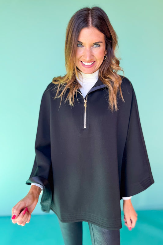 SSYS Marissa Fleece Lined Air Poncho In Black