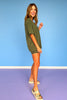 Olive V Neck Biker Short Set *FINAL SALE*
