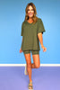 Olive V Neck Biker Short Set *FINAL SALE*
