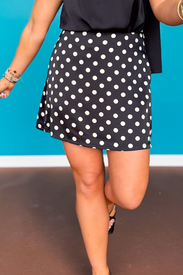 SSYS Jovie Ivory Polka Dot A Line Skort In Black