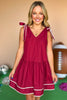  Crimson V Neck Self Tie Shoulder Contrast Stripe Detail Dress, must have dress, must have style, gameday style, brunch style, fall fashion, elevated style, elevated style, mom style, shop style your senses by mallory fitzsimmons, ssys by mallory fitzsimmons