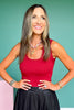SSYS Maroon U Neck Line Ribbed Tank Top