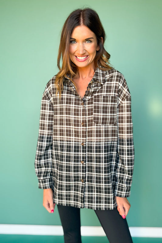 SSYS Laken Mixed Flannel Top In Black