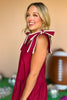  Crimson V Neck Self Tie Shoulder Contrast Stripe Detail Dress, must have dress, must have style, gameday style, brunch style, fall fashion, elevated style, elevated style, mom style, shop style your senses by mallory fitzsimmons, ssys by mallory fitzsimmons