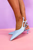 Blue Patent Heel Strap Low Heels