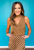SSYS Rosaline Wrap Scarf Satin Top In Brown *FINAL SALE*