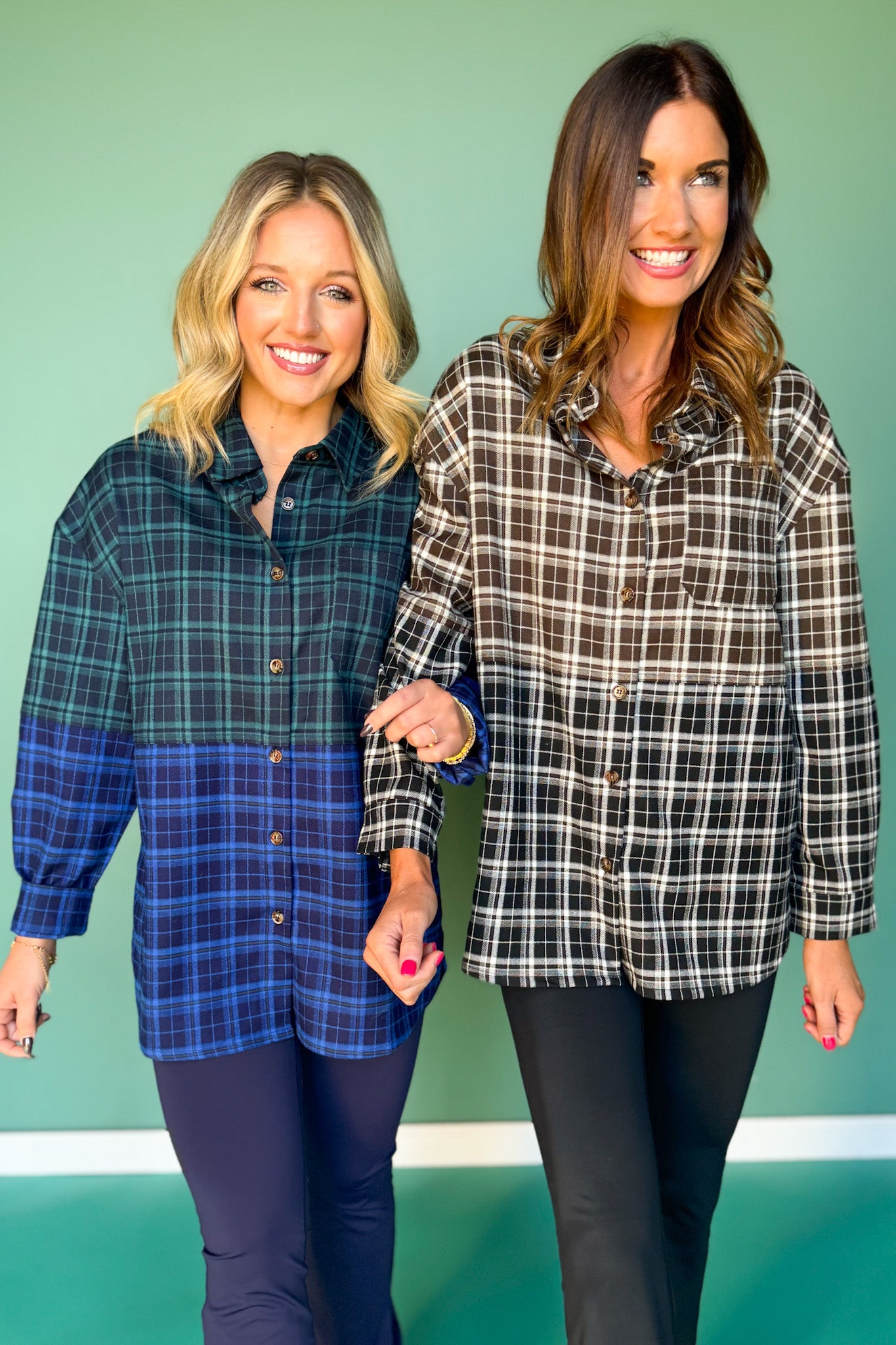 SSYS Laken Mixed Flannel Top In Royal