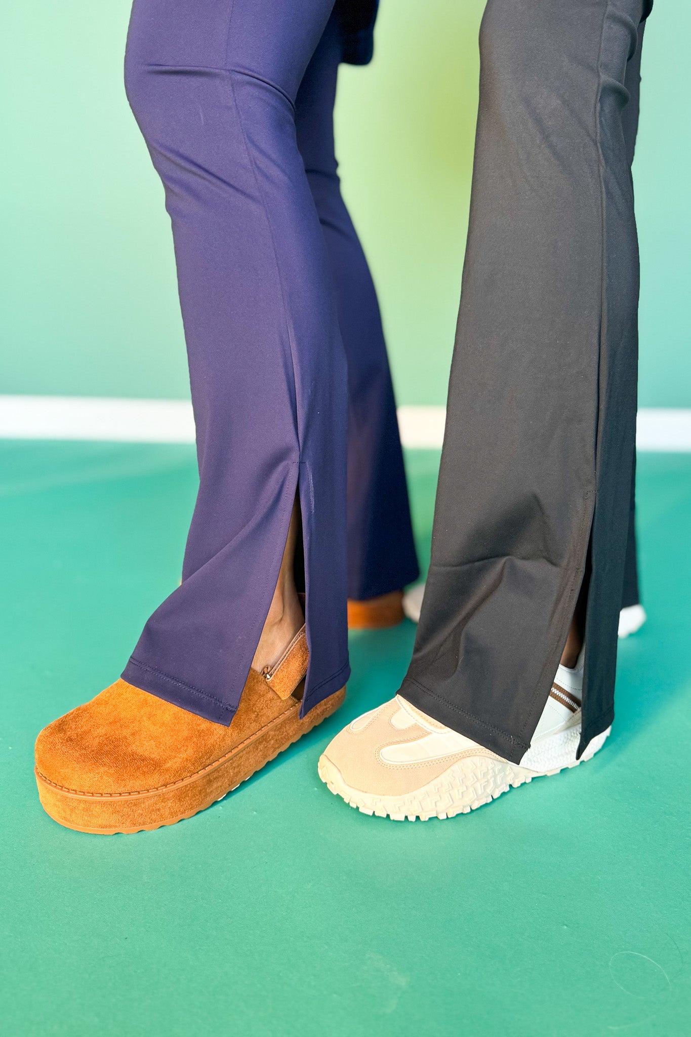 SSYS Maroon Flare Leggings With Open Side Slit