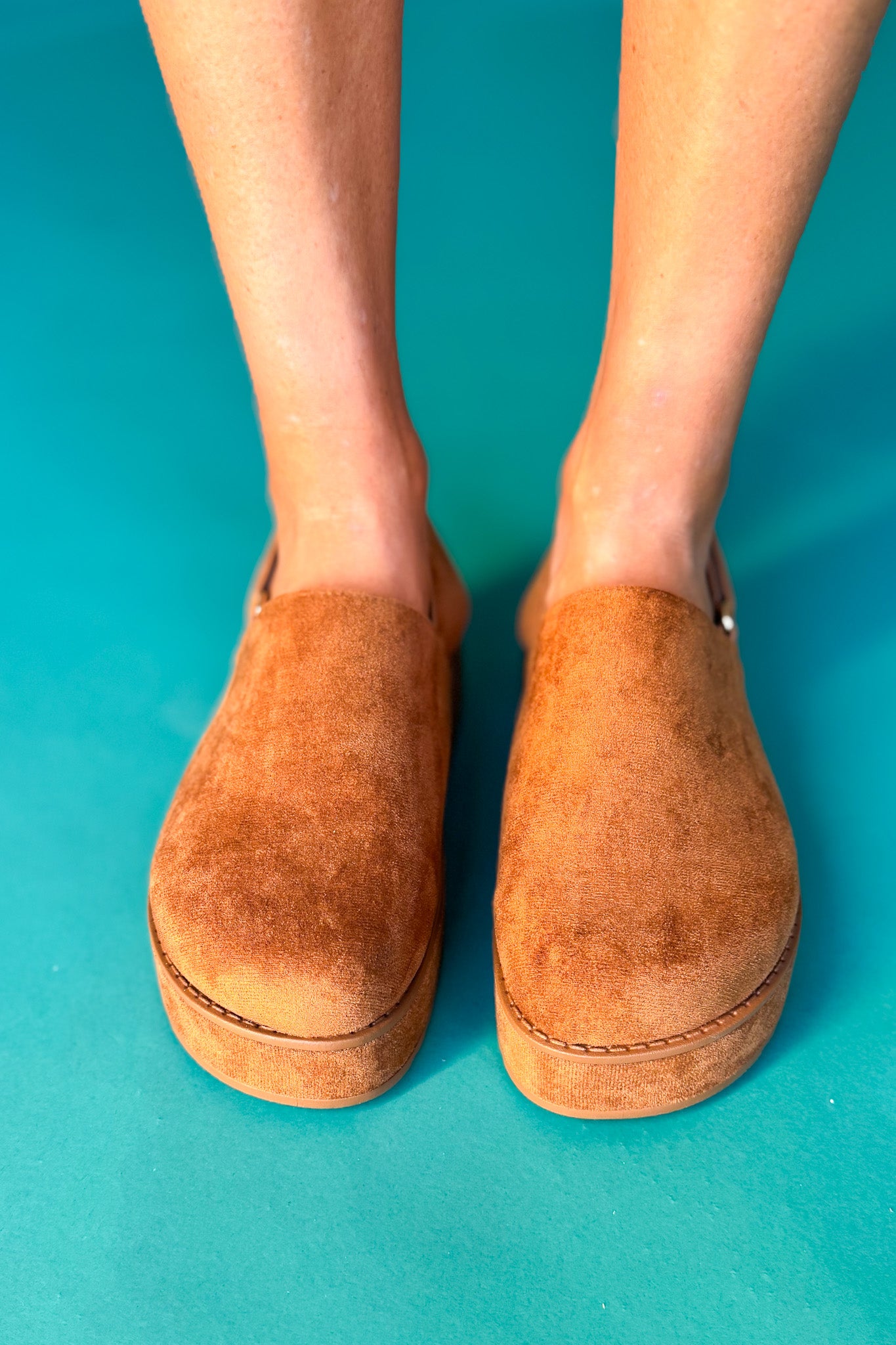 Tan Slingback Platform Clogs