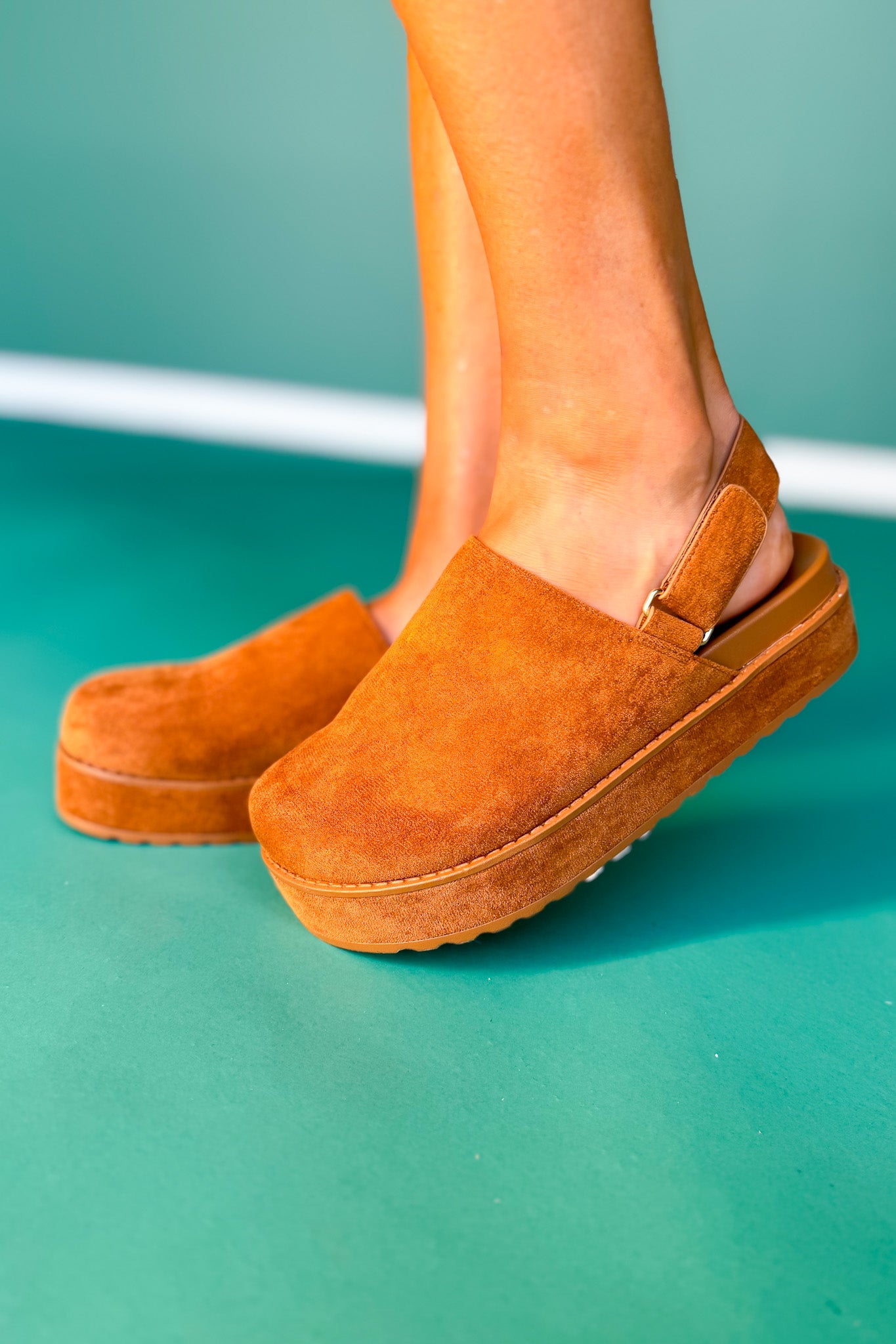 Tan Slingback Platform Clogs