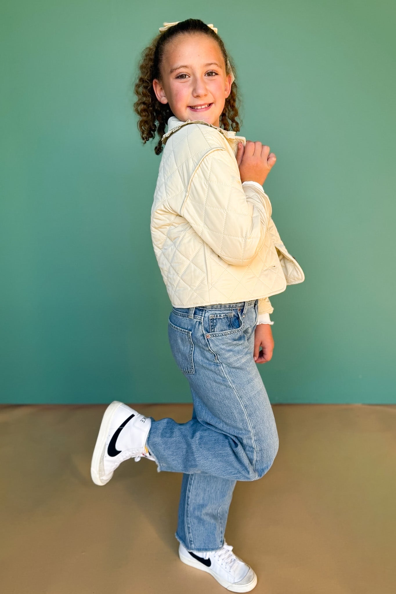 SSYS Kids Charlotte Quilted Jacket In Ivory