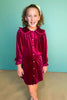 SSYS Kids Hattie Peter Pan Collared Velvet Dress In Cranberry