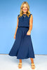 Navy Sleeveless Balloon Hem Top
