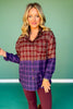 SSYS Laken Mixed Flannel Top In Purple