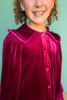 SSYS Kids Hattie Peter Pan Collared Velvet Dress In Cranberry