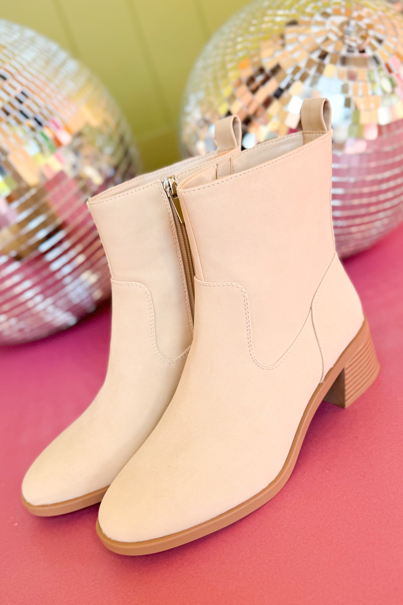 Beige Round Toe Booties *FINAL SALE*