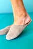 Taupe Suede Slip-On Mules
