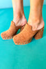 Brown Suede Platform Mules