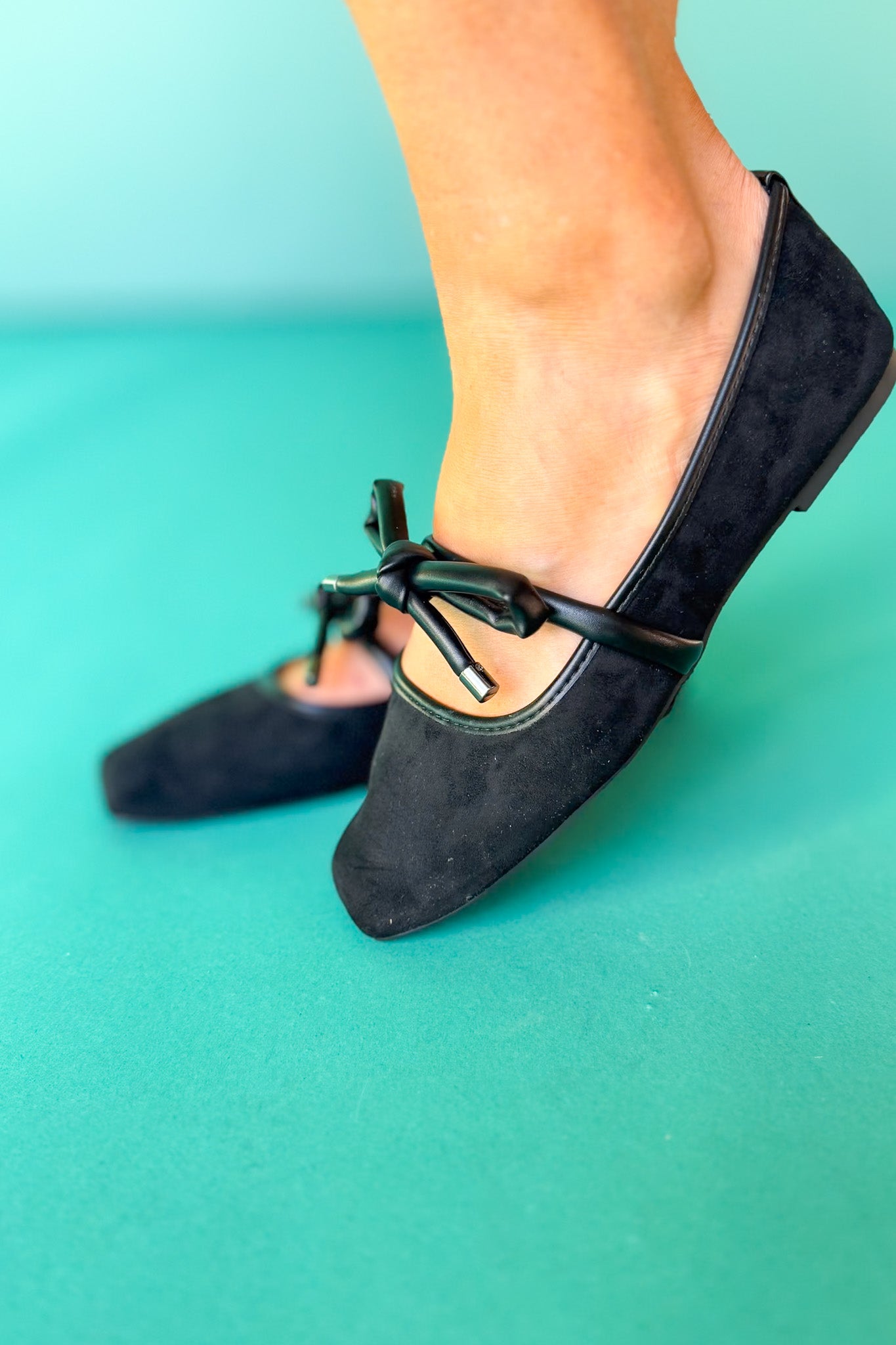 Black Suede Knot Ballet Flats