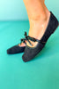 Black Suede Knot Ballet Flats