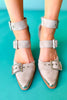 Taupe Triple Buckle Pointed Toe Heels