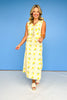 Cream Lemon Print Front Bow Tie Top Midi Skirt Set *FINAL SALE*