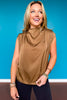 SSYS Adele Satin Cowl Neck Sleeveless Top In Brown