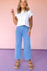 Blue Acid Washed High Waisted Frayed Hem Jeans, new arrivals, colored denim, easy to wear, spring and summer, transition denim, stretchy denim, ssys by mallory fitzsimmons