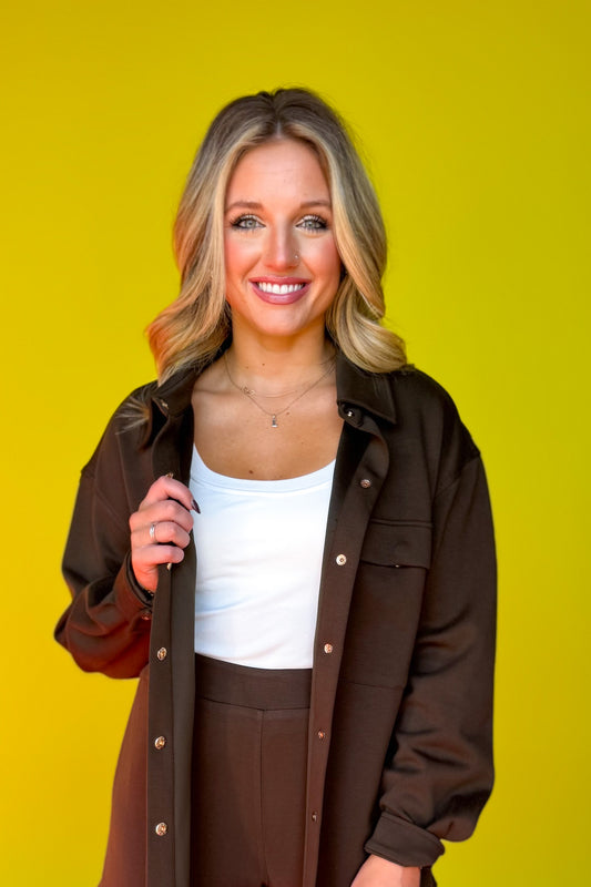 SSYS Frankie Air Shacket In Deep Olive *FINAL SALE*