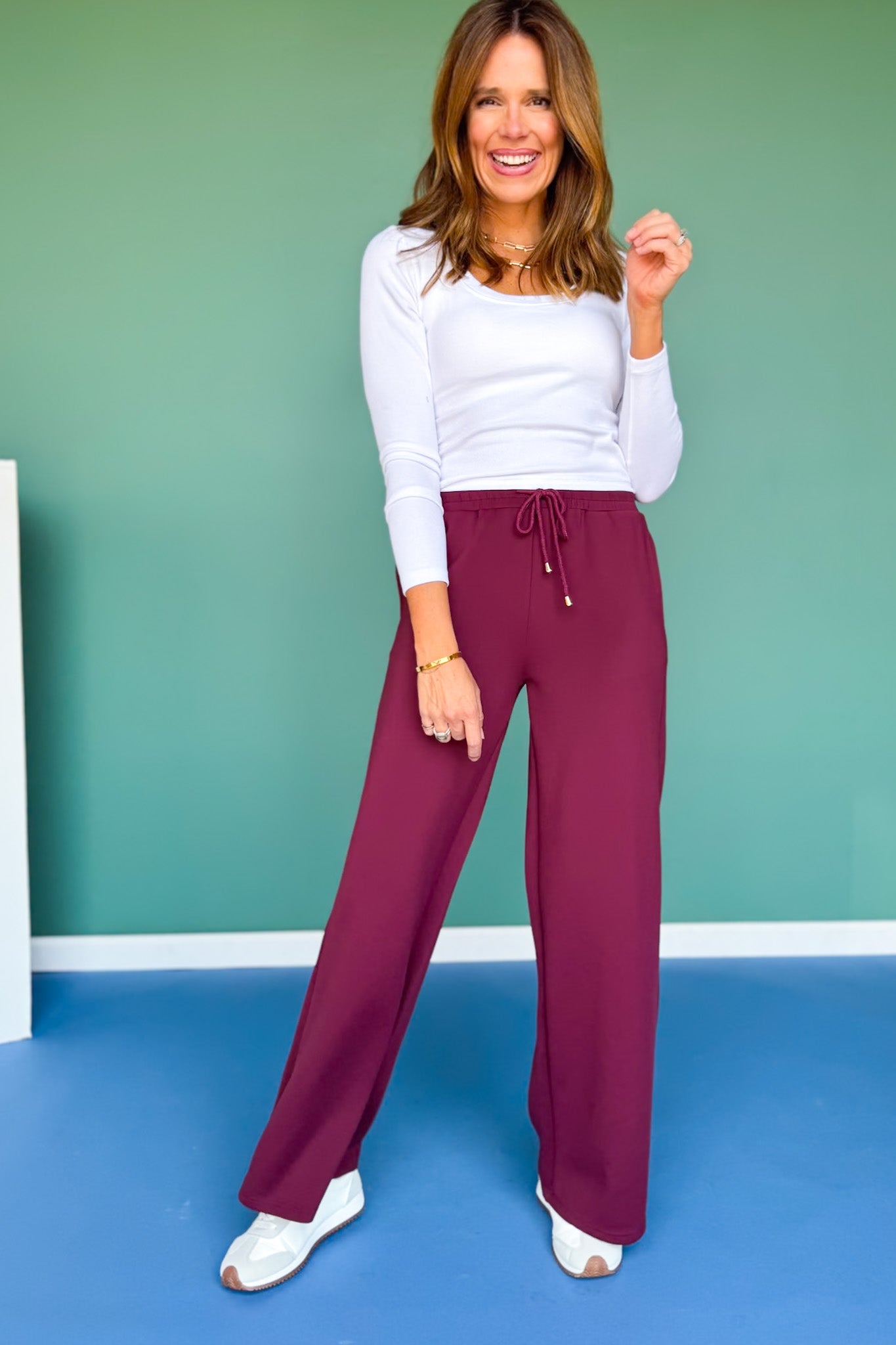 SSYS Scuba Wide Leg Pants In Mulberry