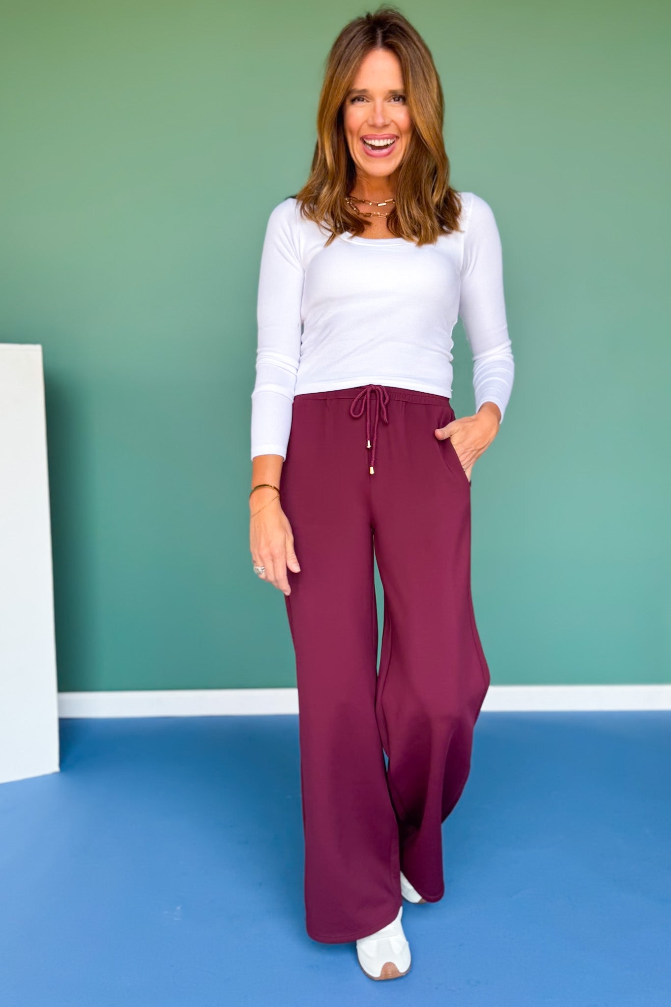 SSYS Scuba Wide Leg Pants In Mulberry