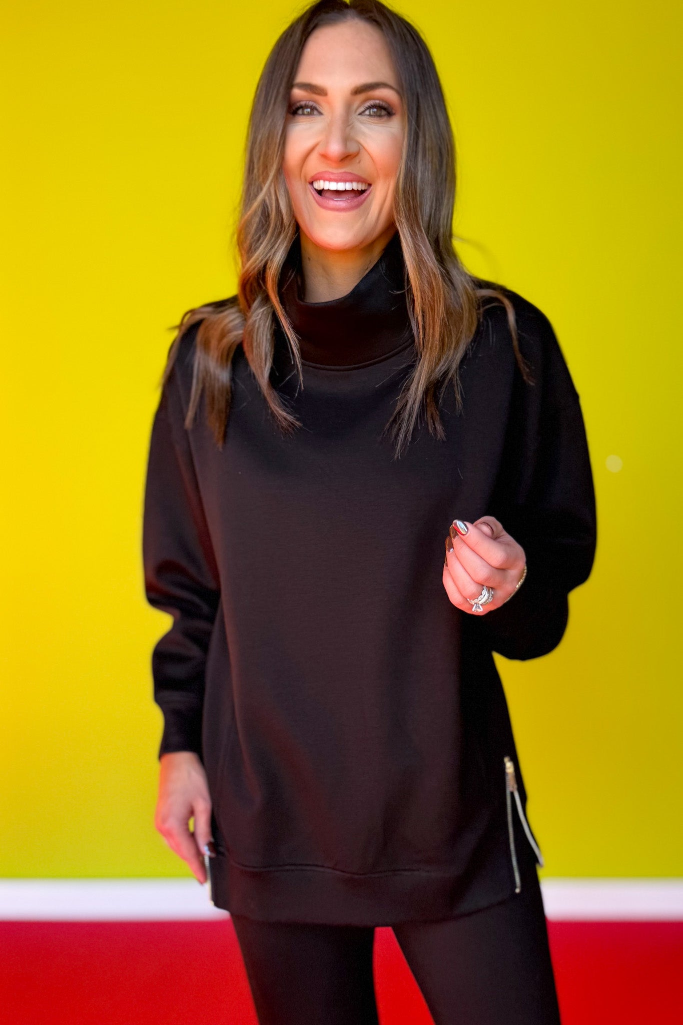 SSYS Gigi Air Mock Neck Pullover In Black *FINAL SALE*