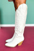 Bone Western Embroidery Tall Cowboy Boots