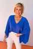 Royal Textured V Neck Draped Sleeve Top *FINAL SALE*