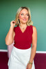 SSYS V Neck Ribbed Tank In Maroon