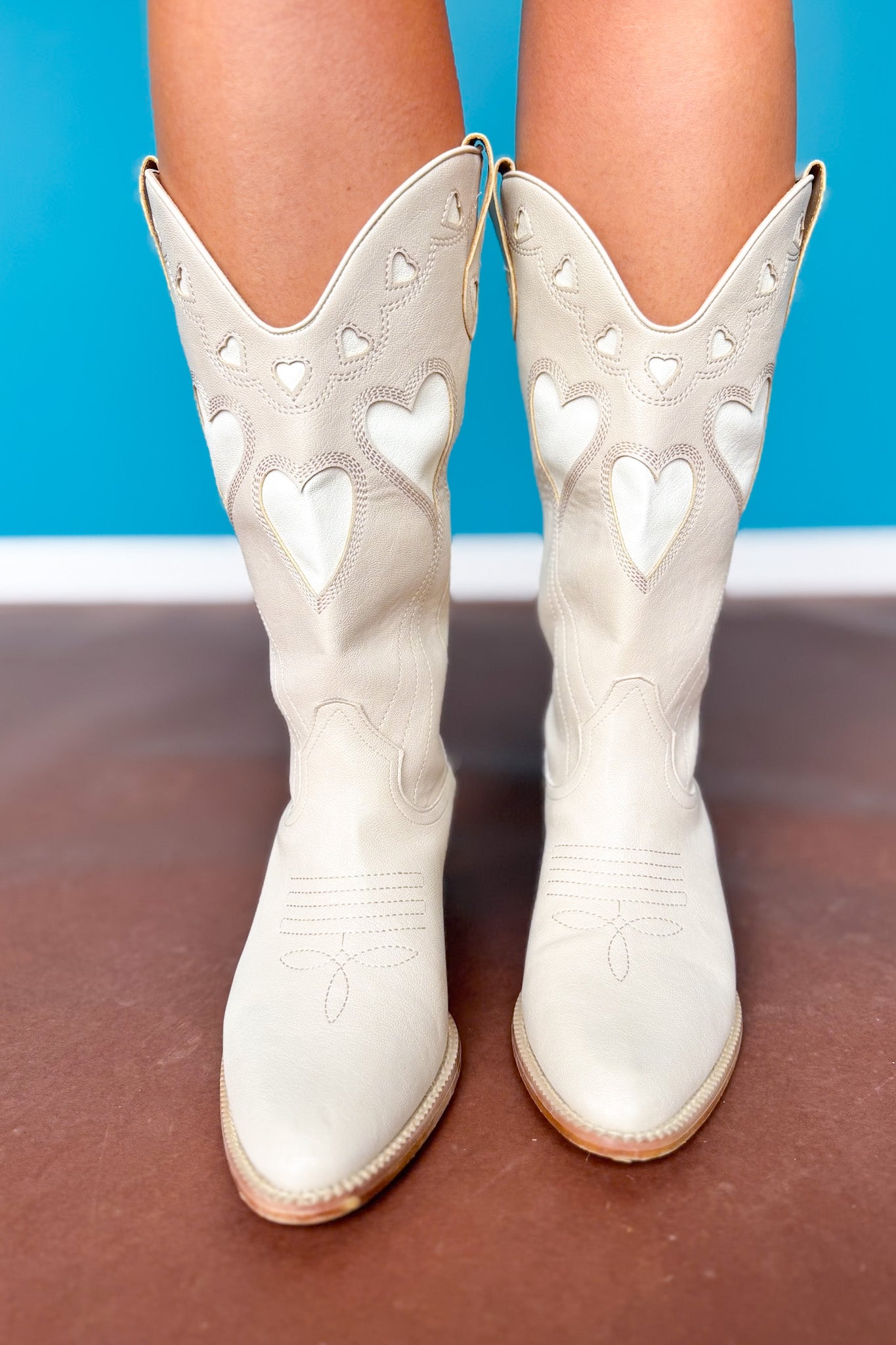 Off White Hearts Western Boots